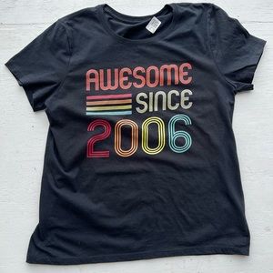 Graphic Tee. 100% Cotton. Retro Look. Black. Short Sleeve Women’s Large. New